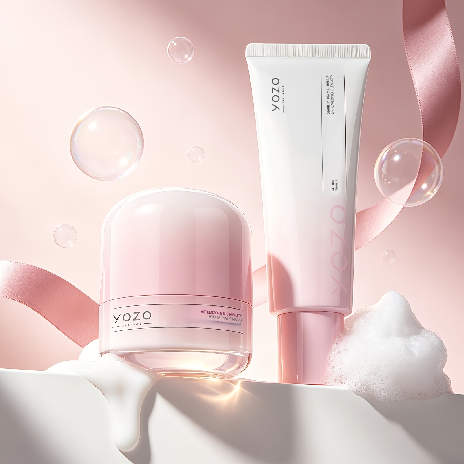 Wash Effect Set - 2ピースマルチエフェクトフェイシャルスキンケアセットには、50gのフェイスクリームと120gのフェイシャルクレンザーが含まれています。ディープクレンジングの洗顔料、保湿フェイスクリームで、肌を引き締め、なめらかにします。2個入り。