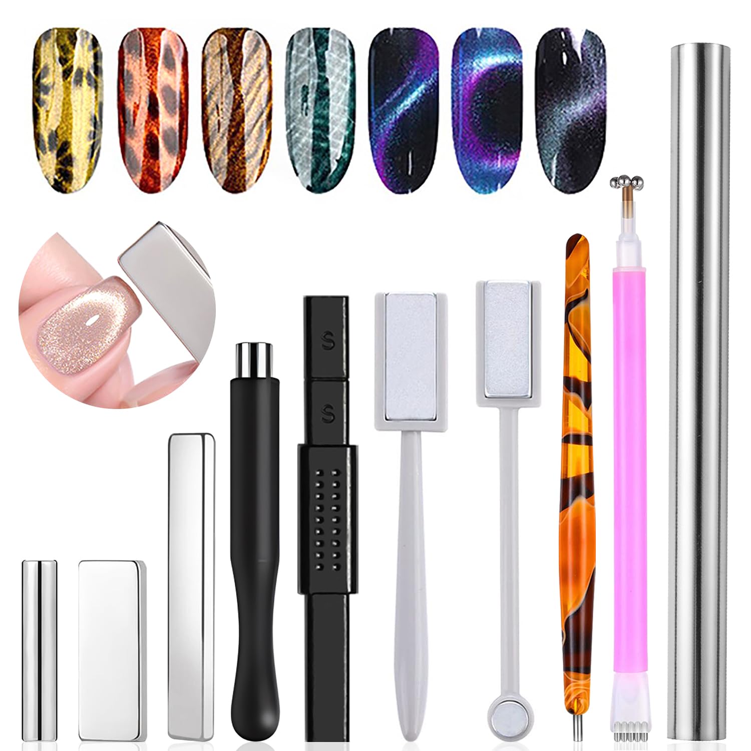 Sanding Stick Set - 10個入りキャッツアイマグネットセット ネイルアート 3D効果 マグネットスティック シリンダーワンド 強力