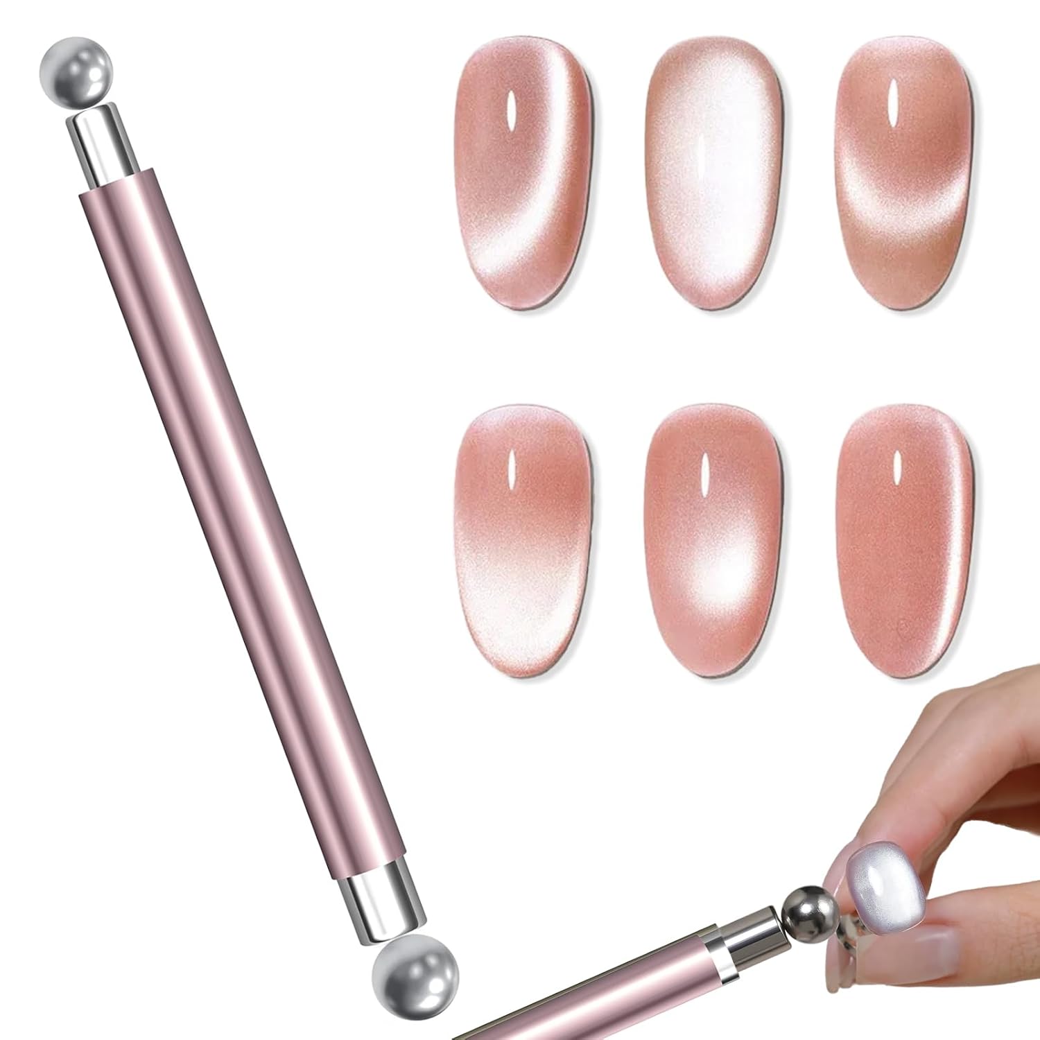Sanding Stick Set - キャットアイ磁気ボールとネイル磁気スティックツールセット、両頭強力マグネットペン、3Dキャットアイジェルポリッシュネイル用品