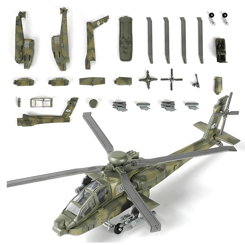 Model Kit Helicopter - 1/72アーミーファイターキットおもちゃ現代航空機モデルミリタリーシリーズAH-64ヘリコプターガンシップアパッチ空軍組み立てブロックセット