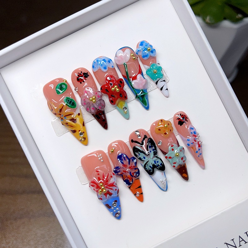 10 ピース/セットロングアーモンド手描き 3D フラワーネ - Sanding Stick Set のレビューと価格