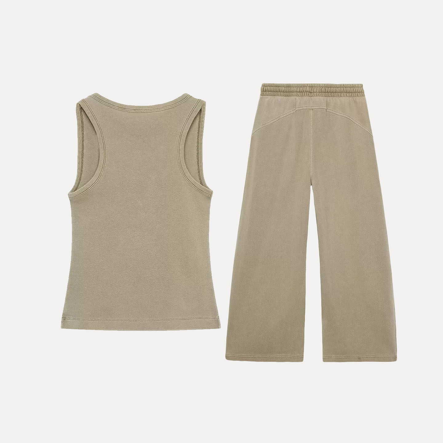 女性のラウンドネックノースリーブウォッシュ加工カントリースタ - Wash Effect Set のレビューと価格