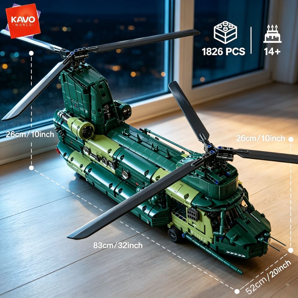 KAVOWORLD 1826ピース 32インチ 重量輸送ヘリ - Model Kit Levels のレビューと価格